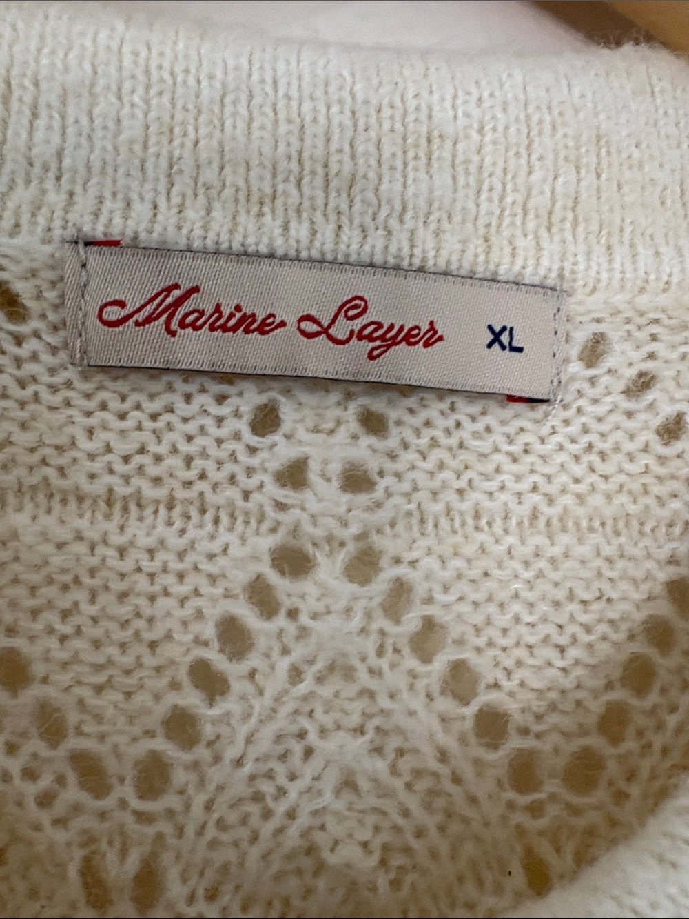 Marine Layer Rebecca Sweater Polo Fall 2025 Cream Pointelle Puff Sleeve Fuzzy XL - Picture 4 of 13